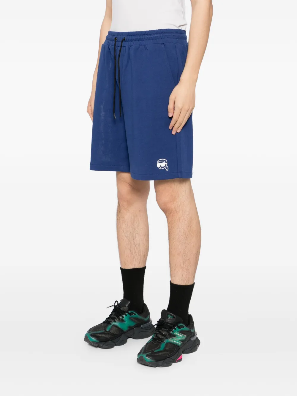 Karl Lagerfeld Shorts met geborduurd logo Blauw