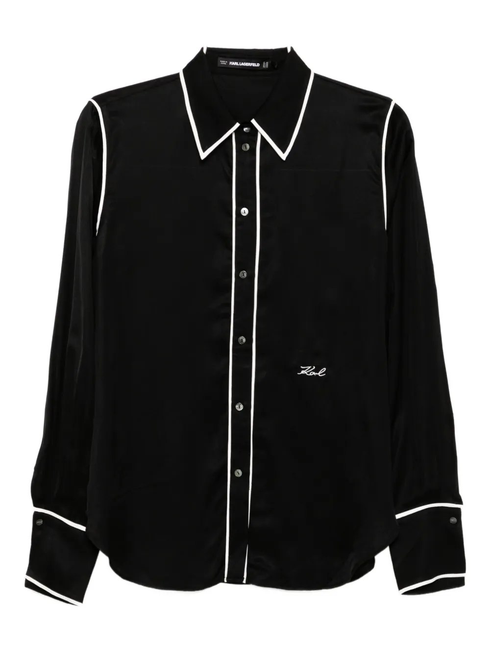 Karl Lagerfeld contrast piping blouse Zwart