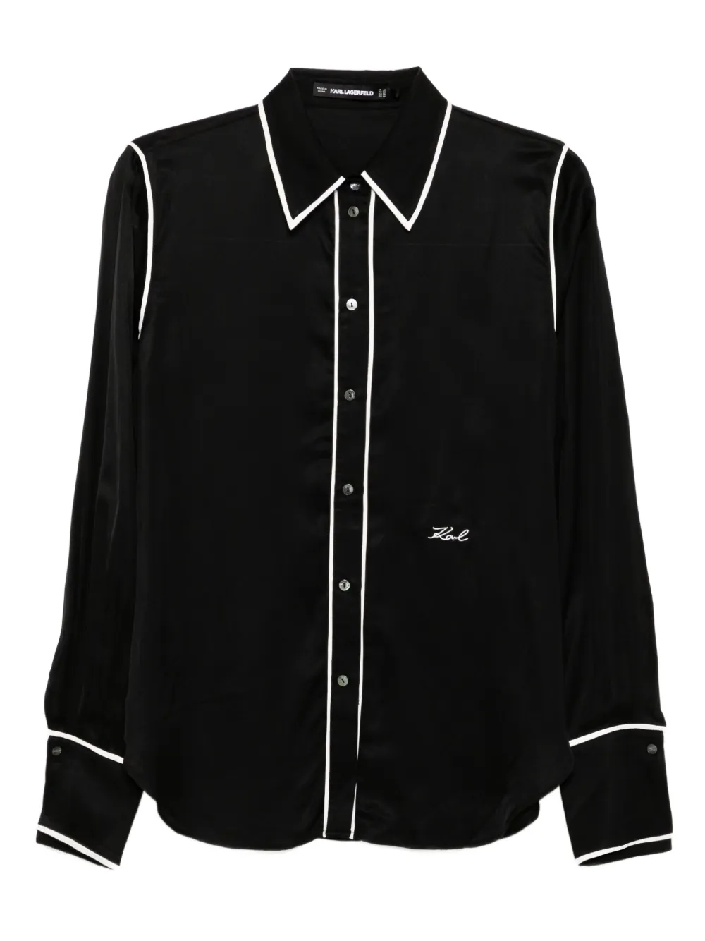 Karl Lagerfeld Blouse met contrasterende afwerking Zwart