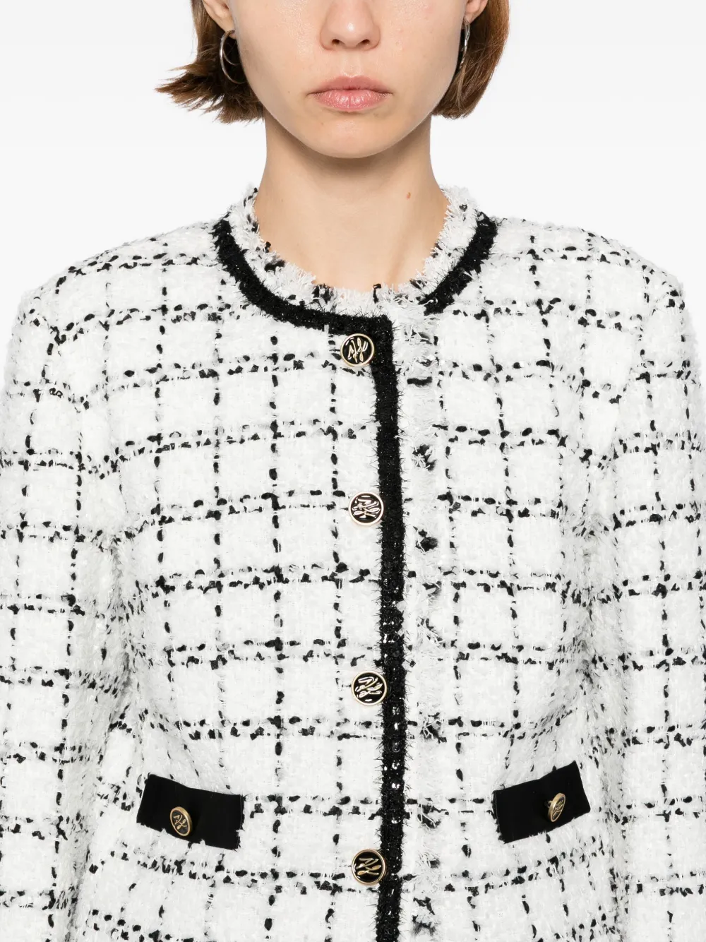 Karl Lagerfeld Boucle Blazer In White