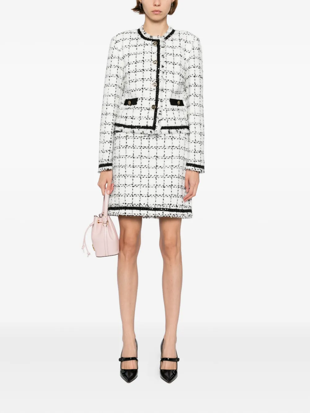 Karl Lagerfeld Boucle Blazer In White