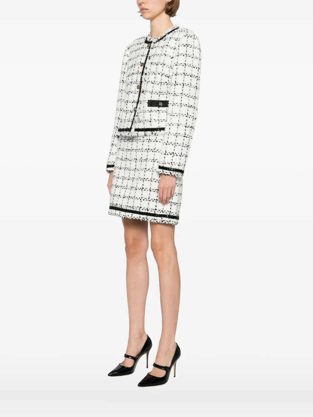 Karl Lagerfeld Boucle Blazer In White