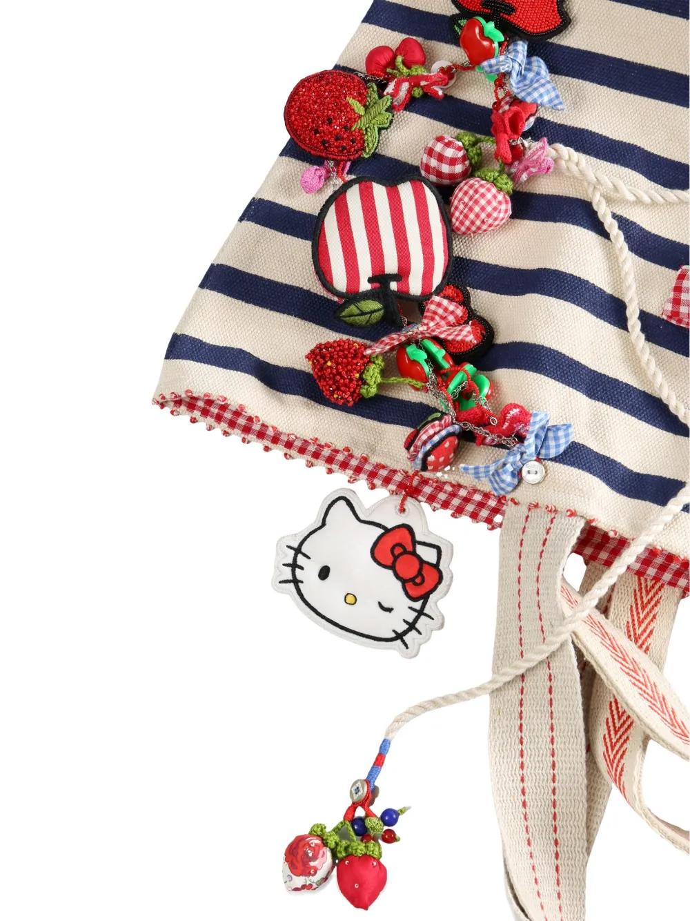 Péro X Hello Kitty Striped Tote Bag In White