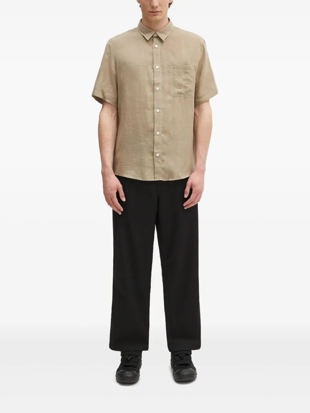 A.P.C. Bellini overhemd met korte mouwen en zak Beige