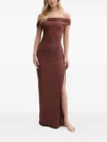Bond-eye off-shoulder side-split maxi dress - Brown