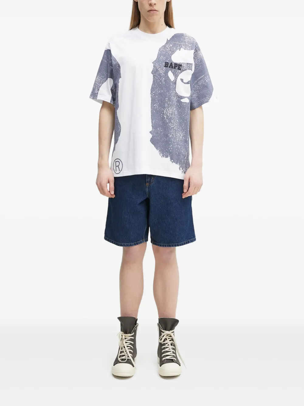 A BATHING APE Katoenen T-shirt met print Wit
