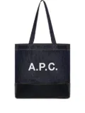 A.P.C. large Axel denim logo tote bag - Blue