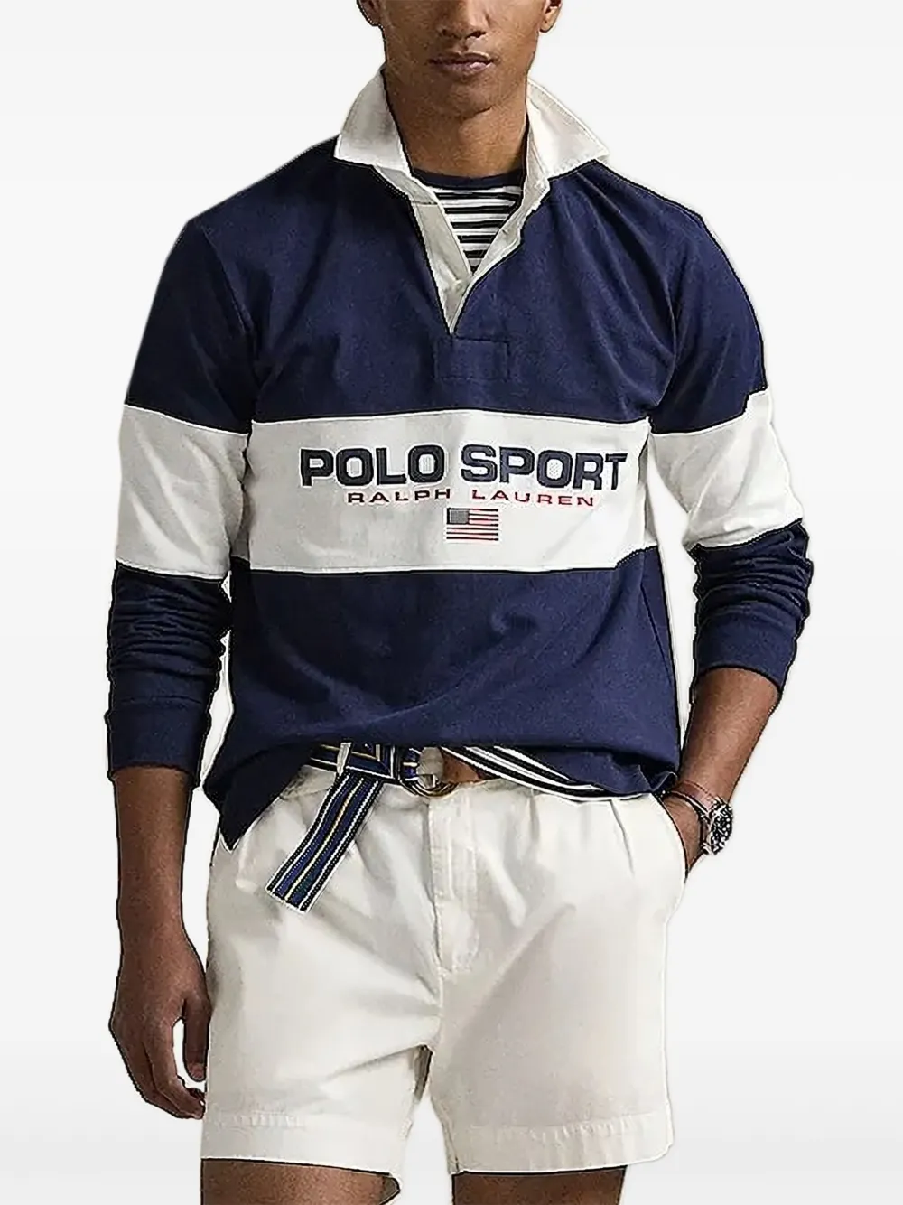 Polo Ralph Lauren ラガーストライプ ポロシャツ - ブルー Polo Ralph Lauren ラガーストライプ ポロシャツ - ブルー