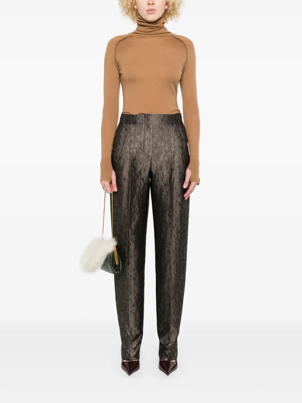 Giorgio Armani silk-blend straight-leg trousers - Zwart