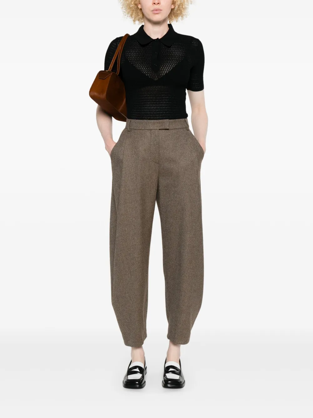 Giorgio Armani virgin wool-blend wide-leg trousers - Bruin