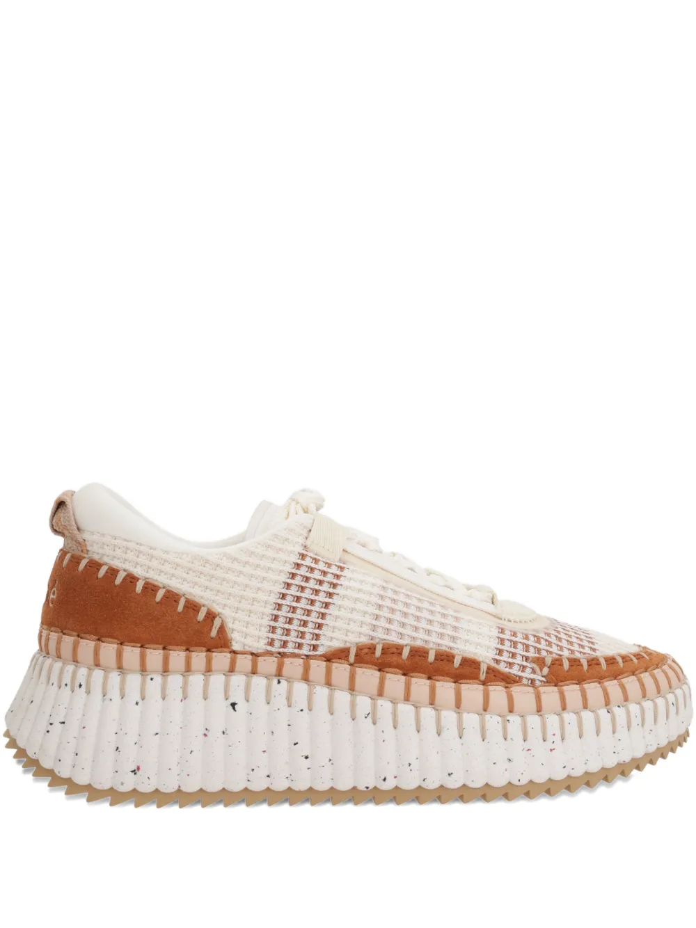 Chloé Nama textured-sole lace-up sneakers Brown