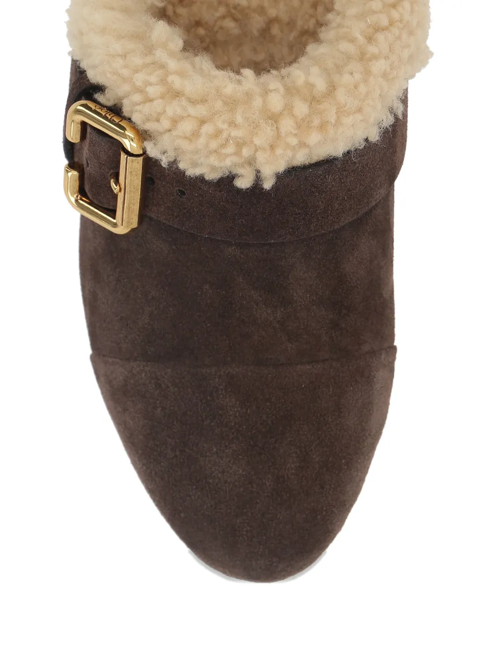 Chloé 35mm Jeannette shearling-trimmed buckle clogs Bruin