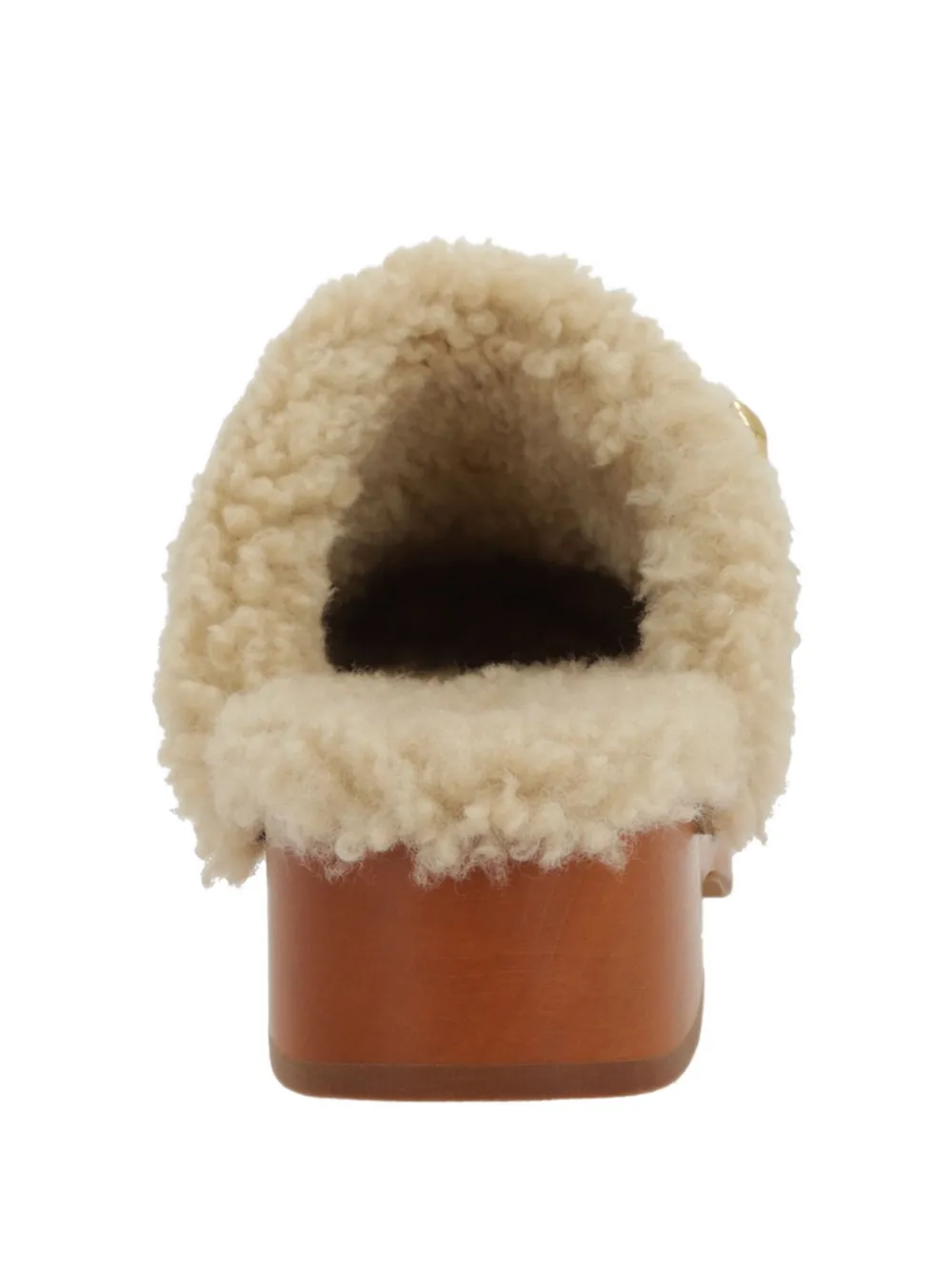 Chloé 35mm Jeannette shearling-trimmed buckle clogs Bruin