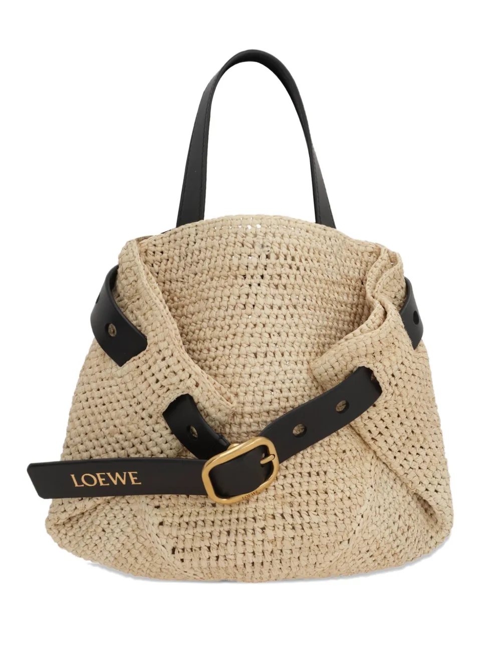 LOEWE mini Punch Hole rafia-crochet cross body bag - Toni neutri