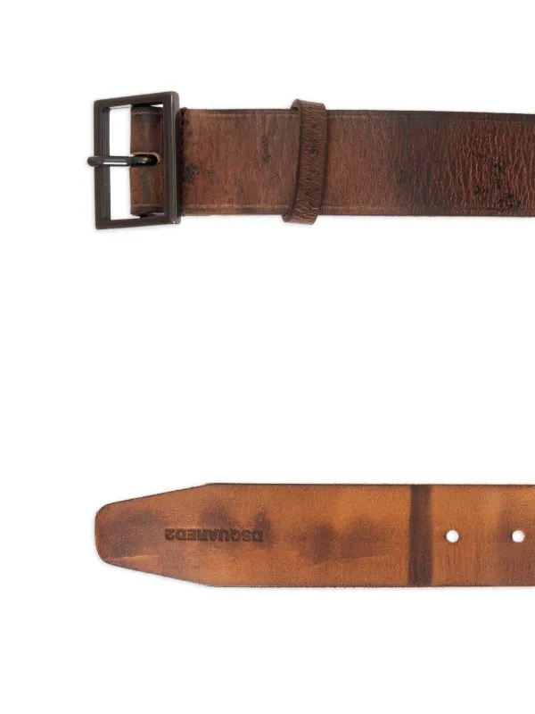 DSQUARED² ブラウンレザーベルト DSQUARED2 ダメージ レザーベルト | ブラウン | FARFETCH JP