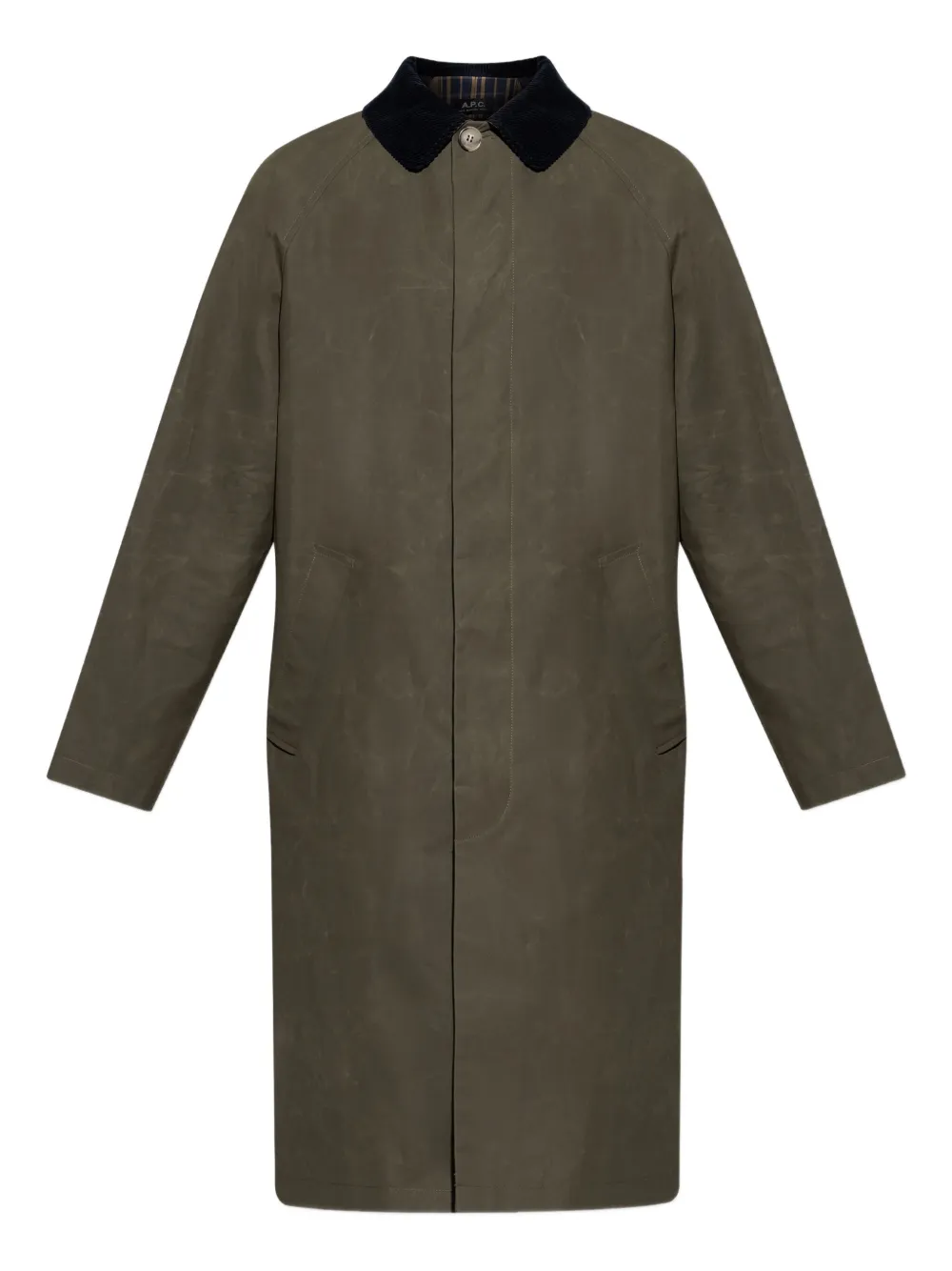 A.P.C. corduroy-collar coat | Green | Image 1