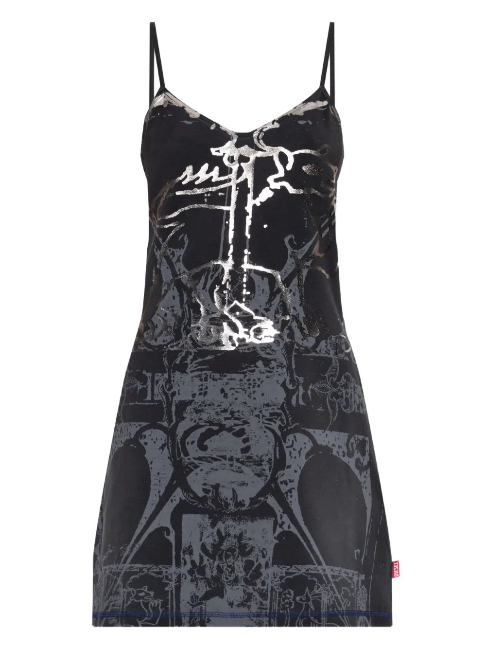 D-Longy metallic-print slip dress