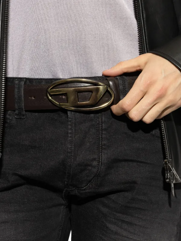 【関税込・国内発送】DIESEL*オーバルDロゴ レザーベルト Diesel オーバル Dロゴ レザーベルト | ブラウン | FARFETCH JP