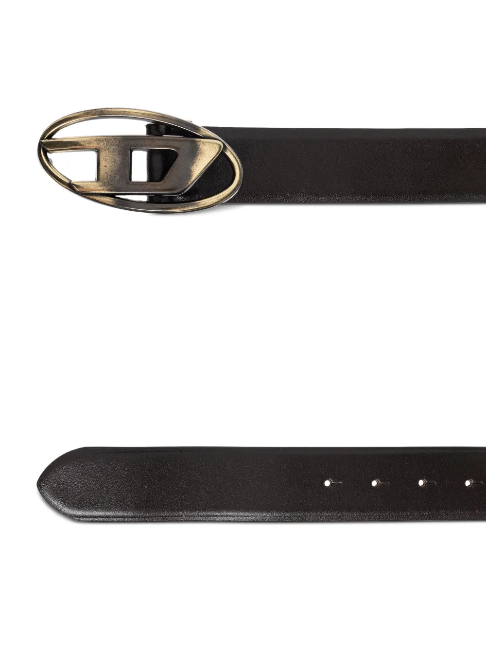 Diesel Oval D-logo leather belt - Bruin