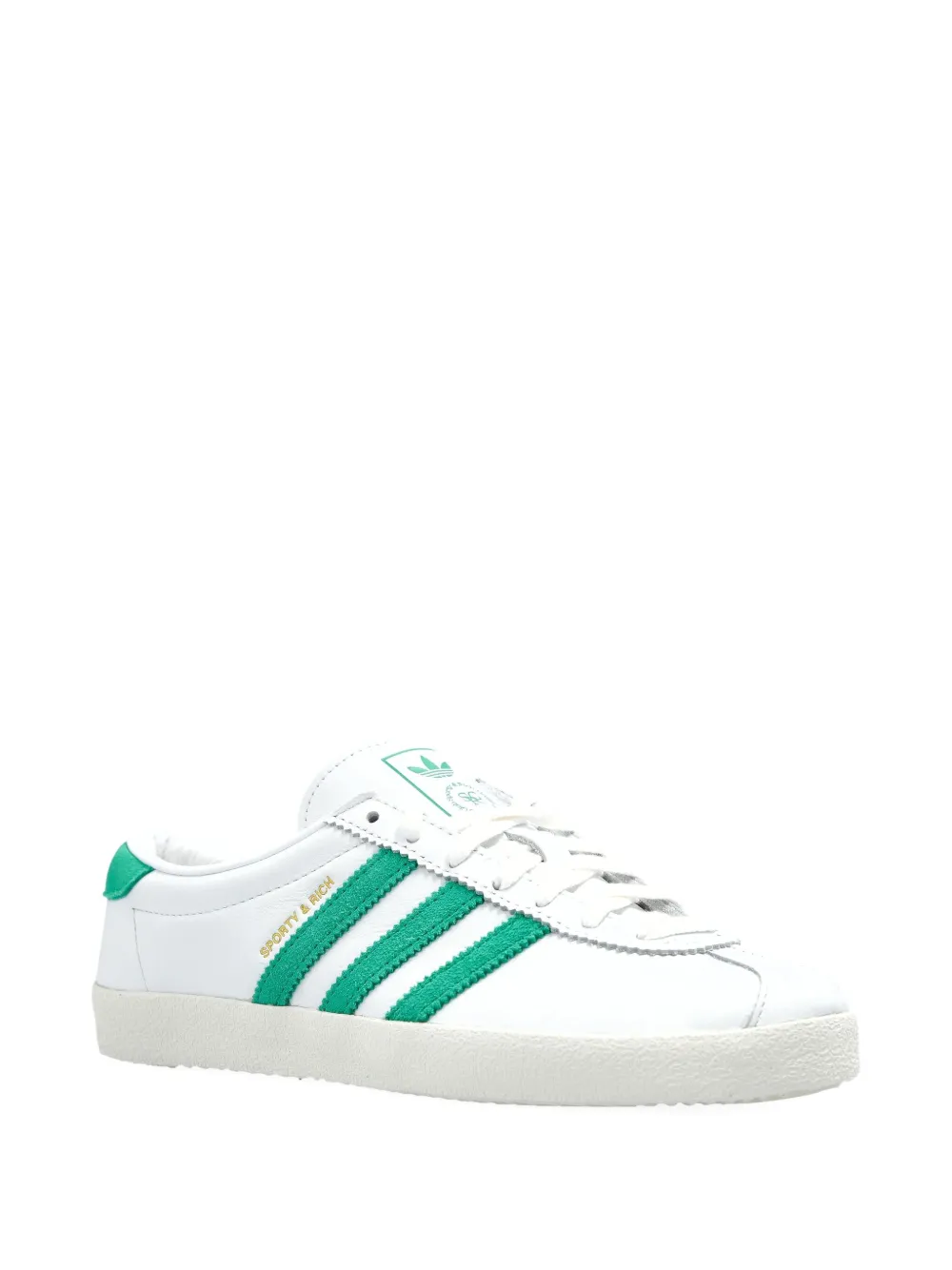 adidas leather three-stripe trainers White