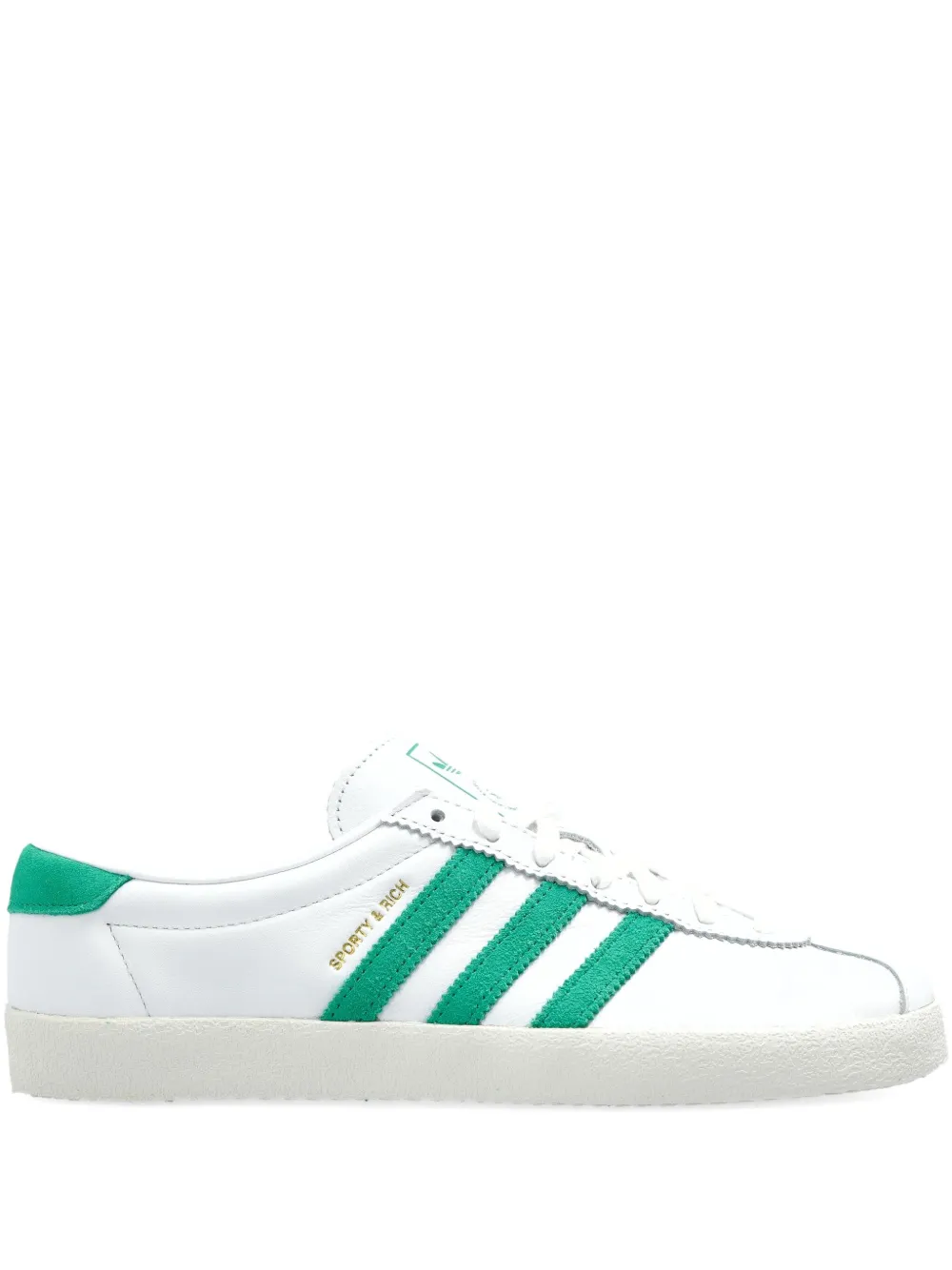 Adidas leather three-stripe trainers White