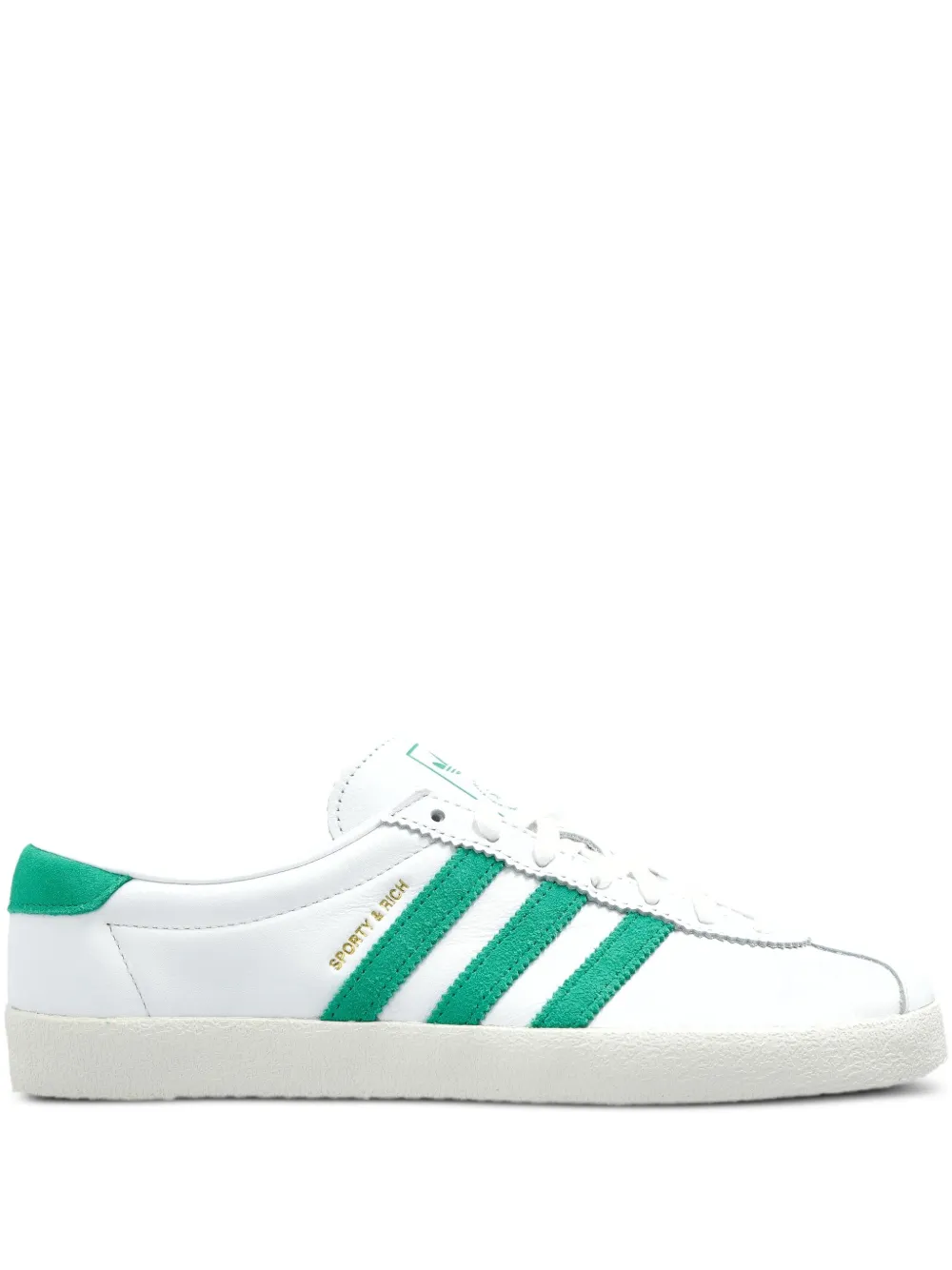 Adidas leather three-stripe trainers White