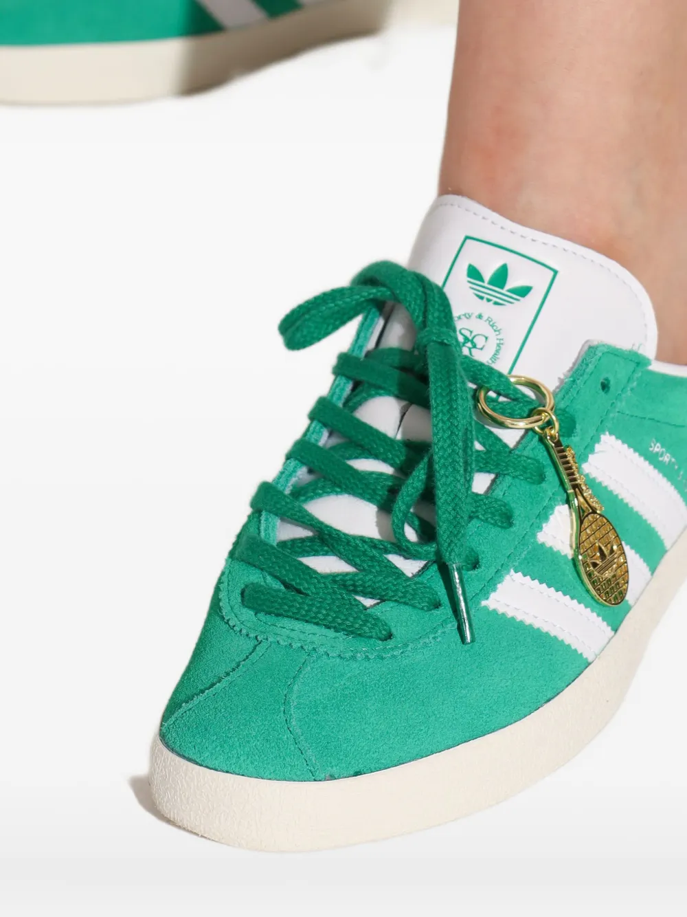 adidas three-stripe suede sneakers Green