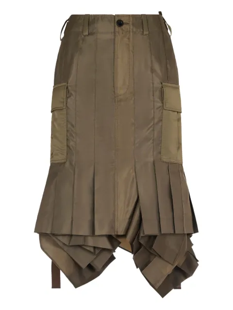 sacai twill pleated cargo skirt