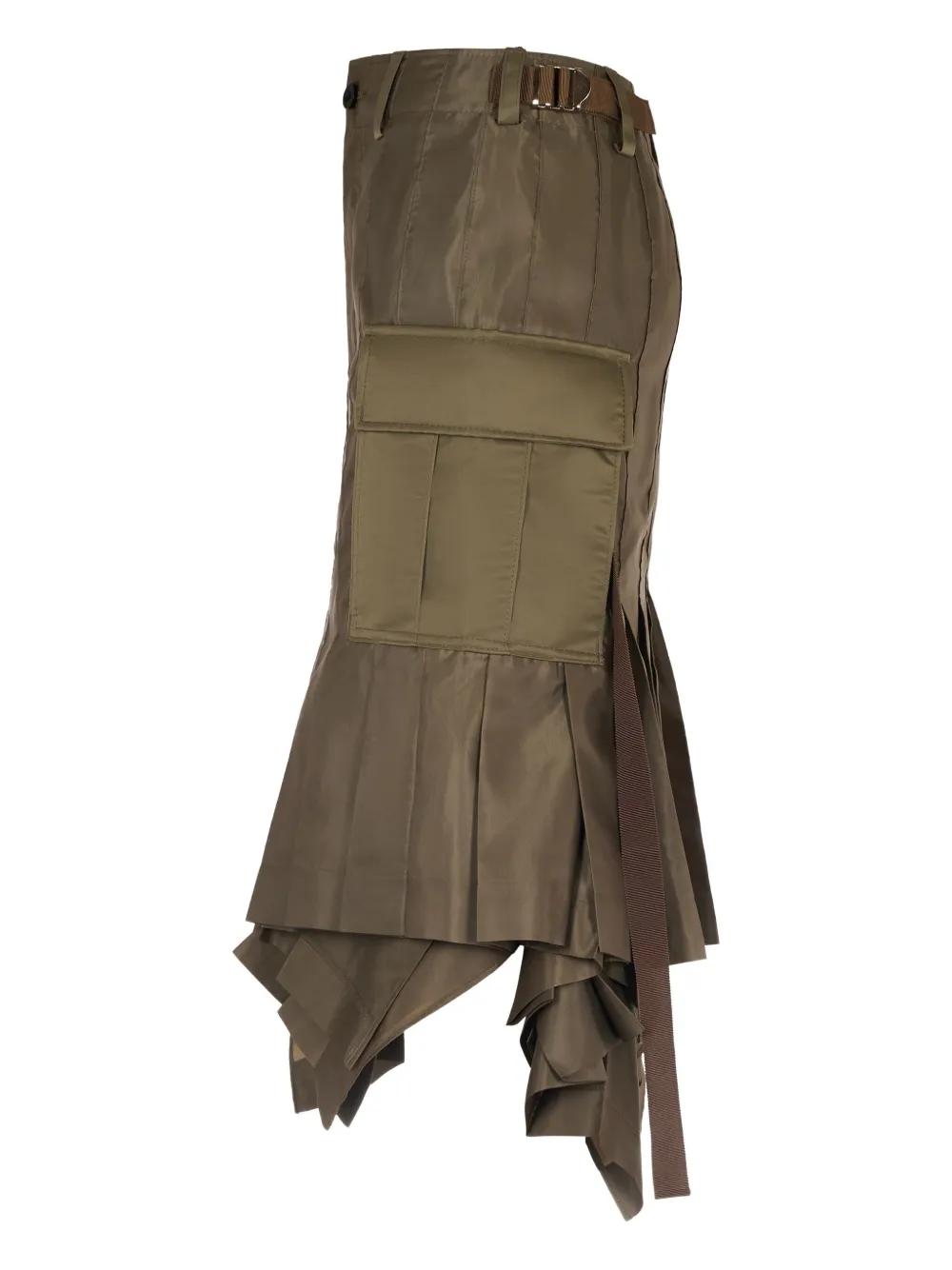 Sacai twill pleated cargo skirt - Groen
