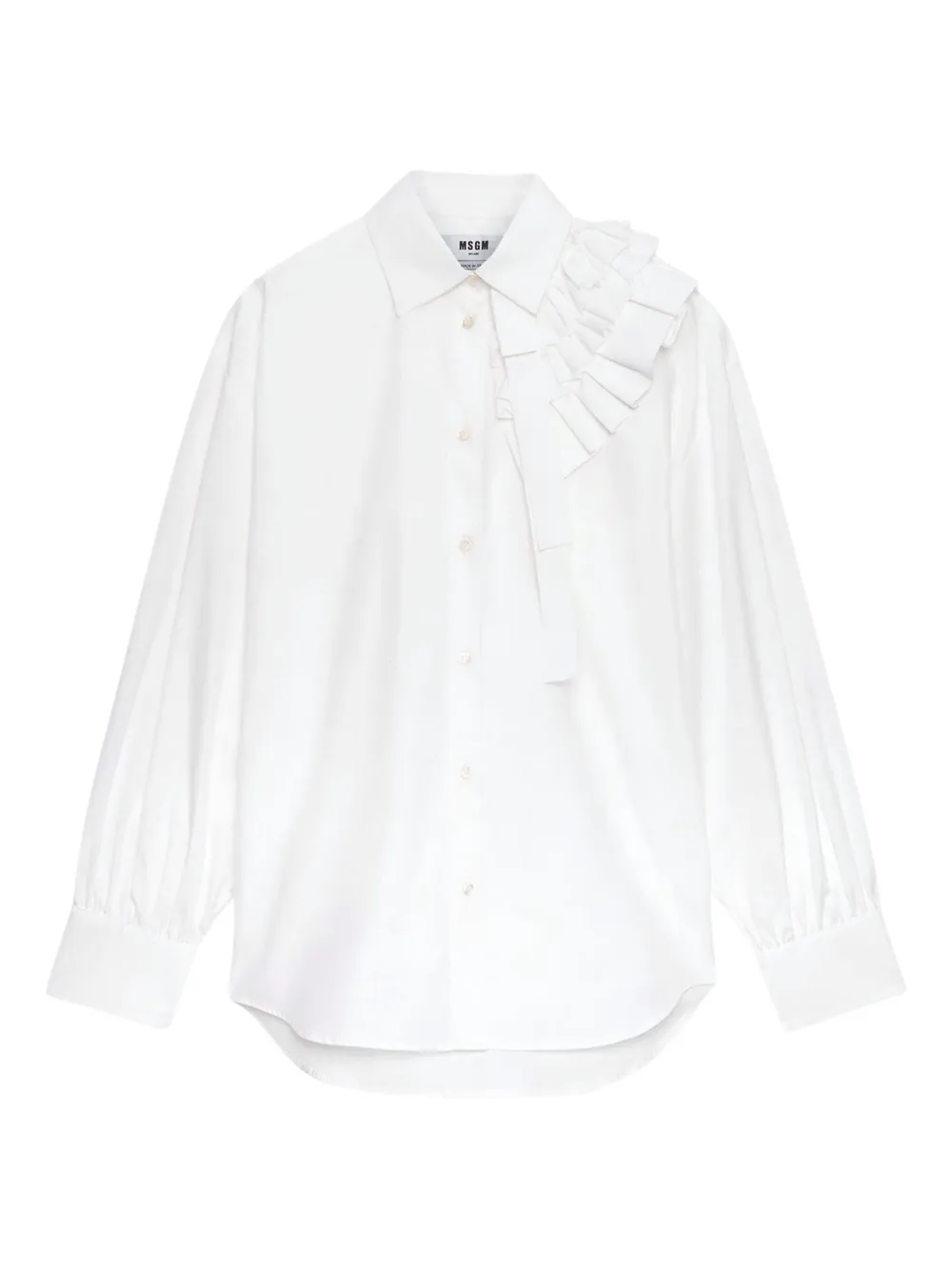 MSGM Camisa mangas longas com babados | Branco | Image 1