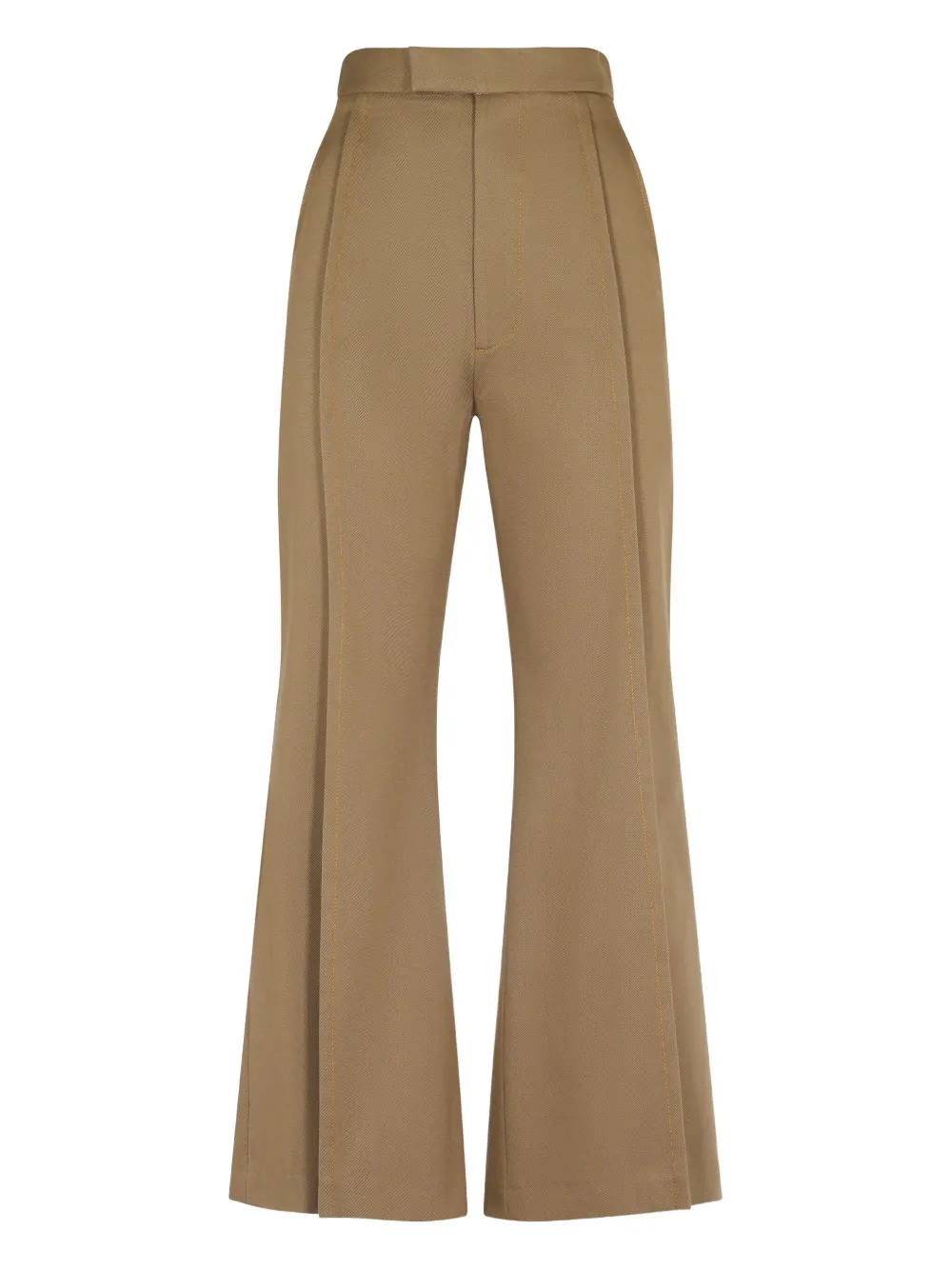 high-waisted flared trousers