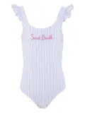 MC2 Saint Barth Kids Tilda striped ruffled swimsuit - Blue