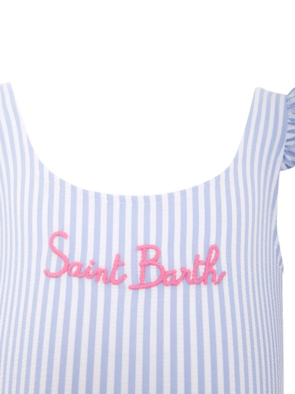 MC2 Saint Barth Kids Tilda striped ruffled swimsuit Blauw