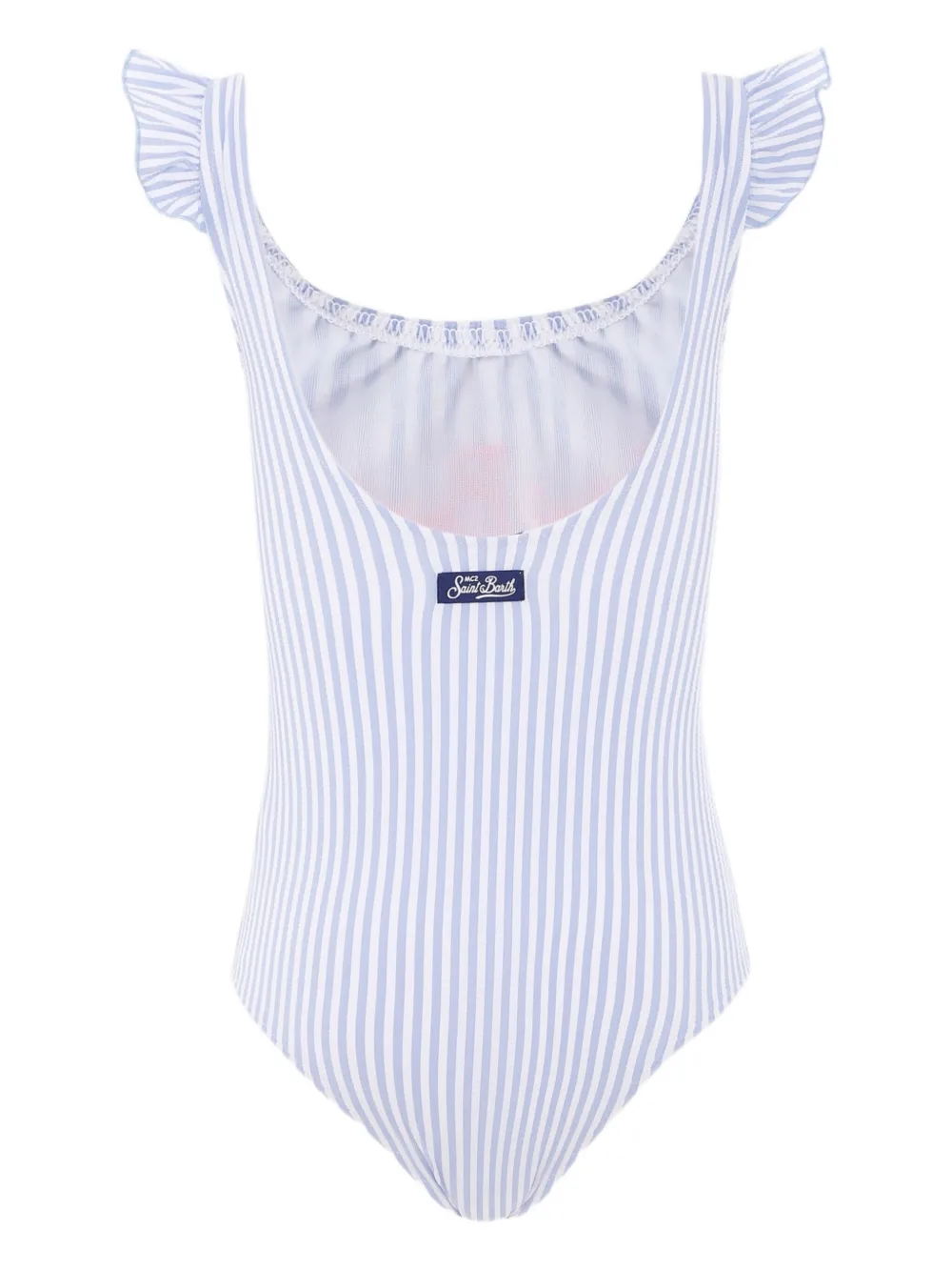 MC2 Saint Barth Kids Tilda striped ruffled swimsuit Blauw