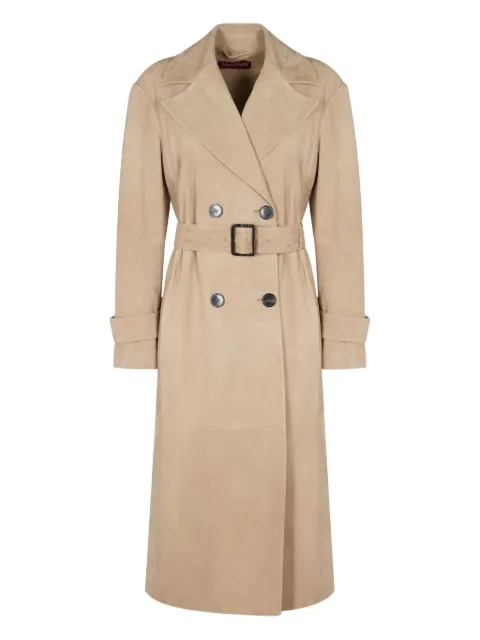 Max Mara Farnese suede double-breasted trench coat