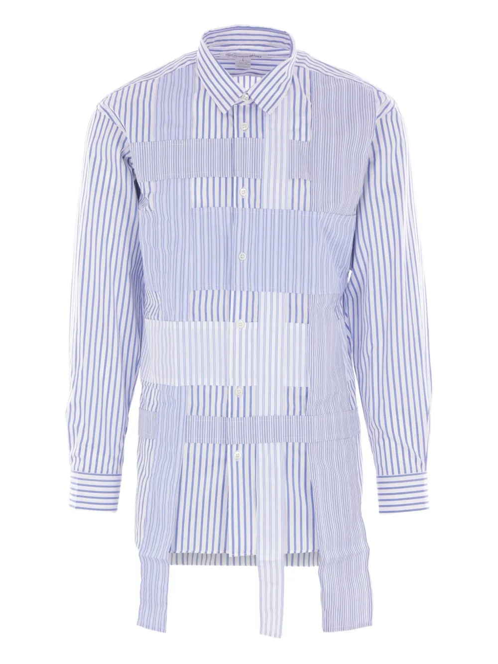 Comme Des Garçons Shirt striped patchwork shirt Blauw