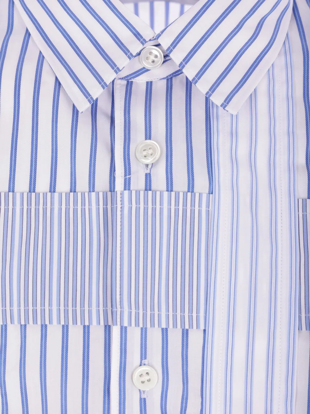 Comme Des Garçons Shirt striped patchwork shirt Blauw
