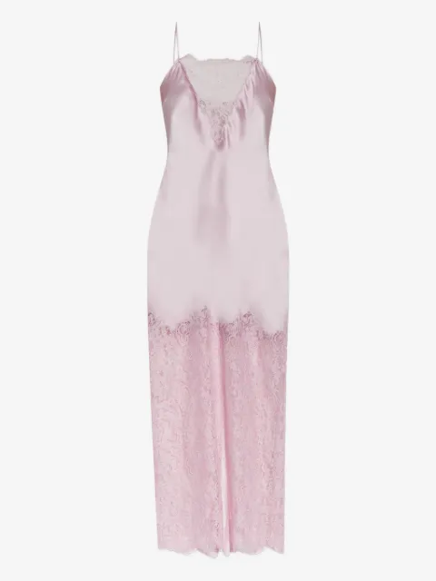 LoveShackFancy lace-trimmed satin dress