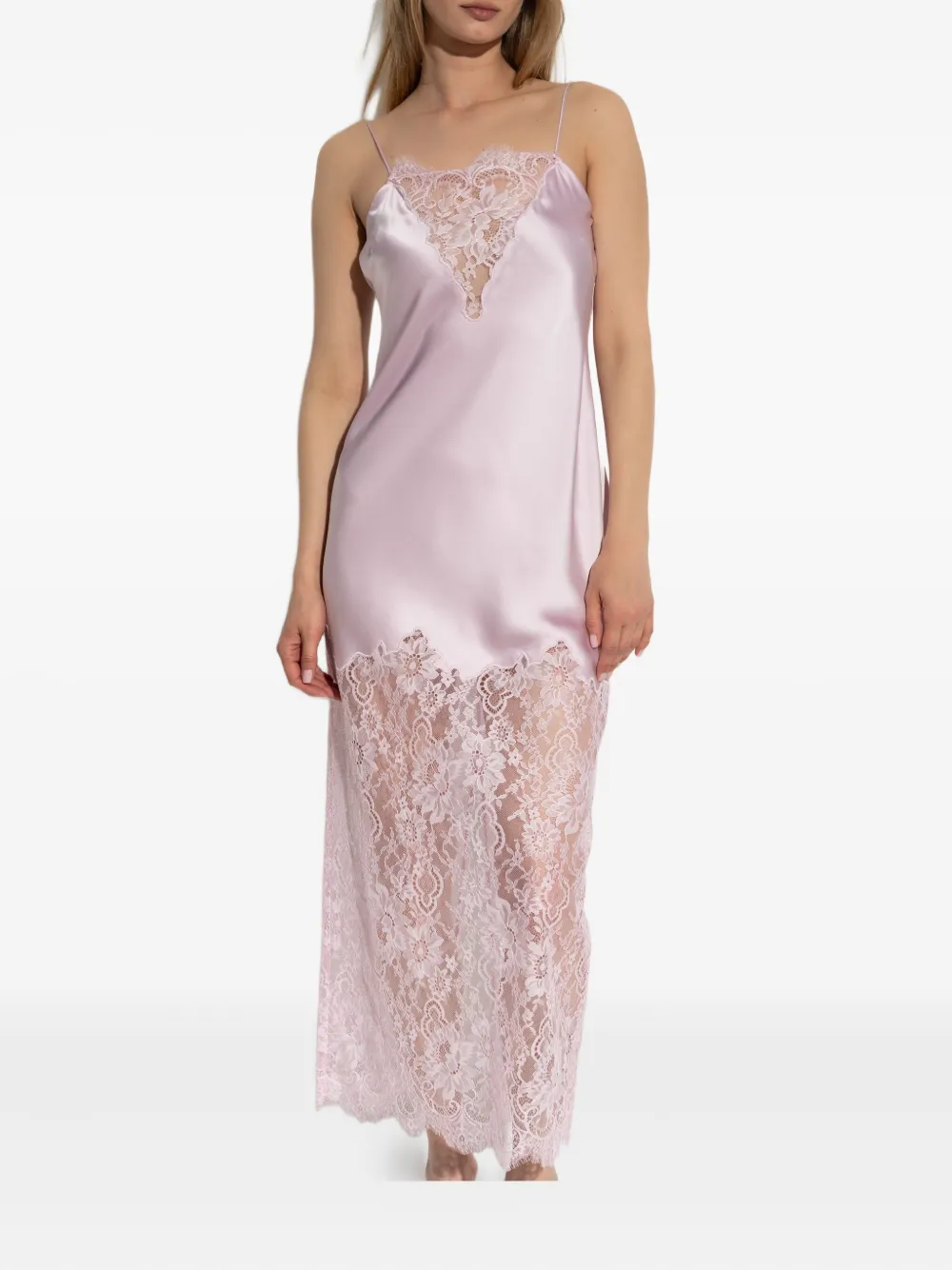 LoveShackFancy lace-trimmed satin dress - Roze