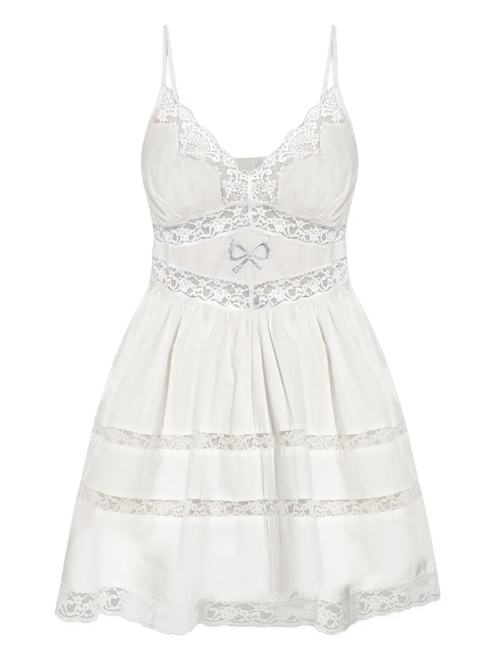 LoveShackFancy vestido corto con detalle de encaje | blanco | Image 1
