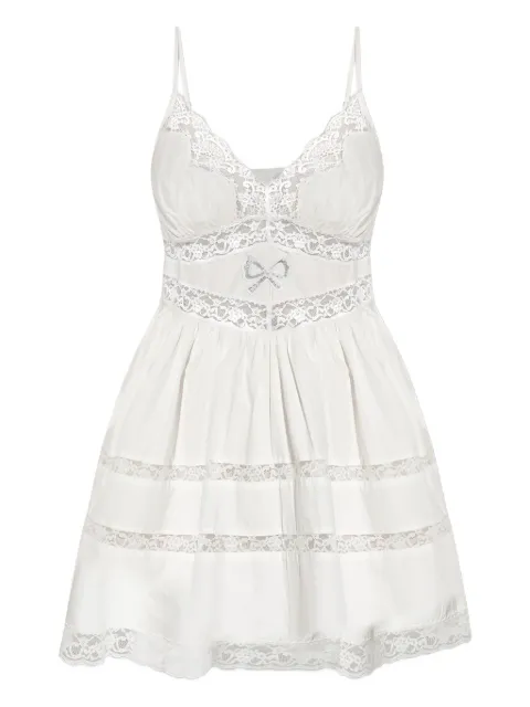 LoveShackFancy vestido corto con detalle de encaje