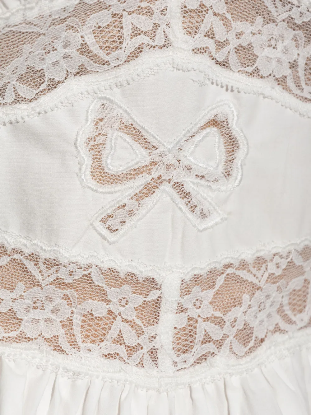 LoveShackFancy Mini-jurk met kanten detail Wit