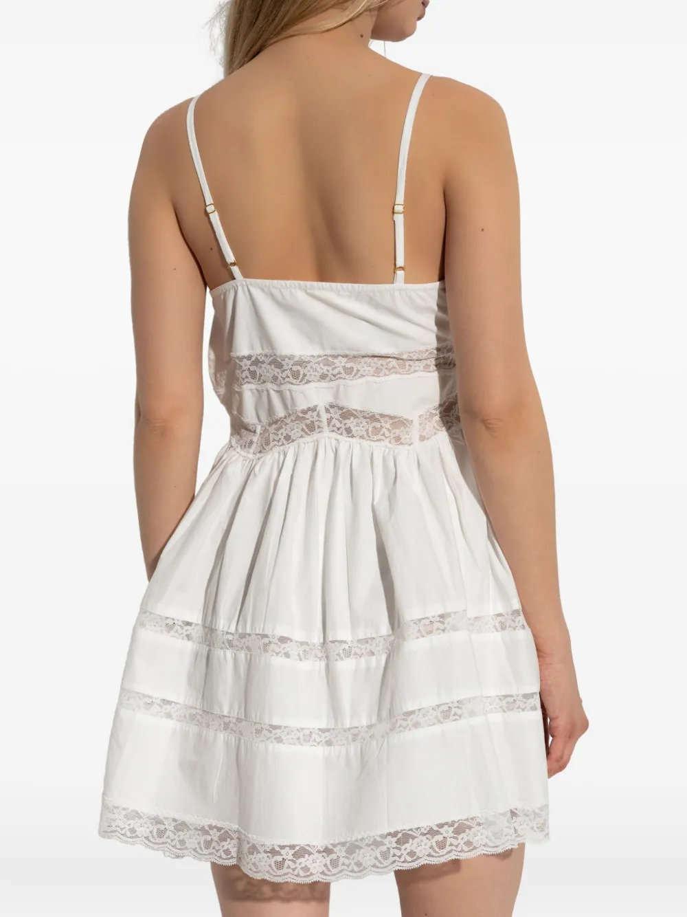LoveShackFancy Mini-jurk met kanten detail Wit