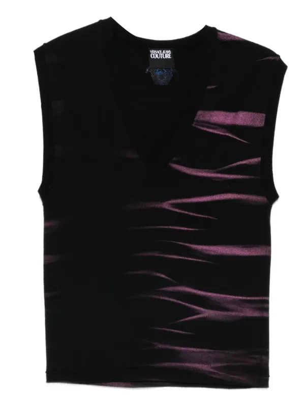 VERSACE　embroidery　ベスト　ジレ　メドゥーサ　Vintage Versace Pre-Owned 2000s Medusa-embroidered Tank Top | Black | FARFETCH