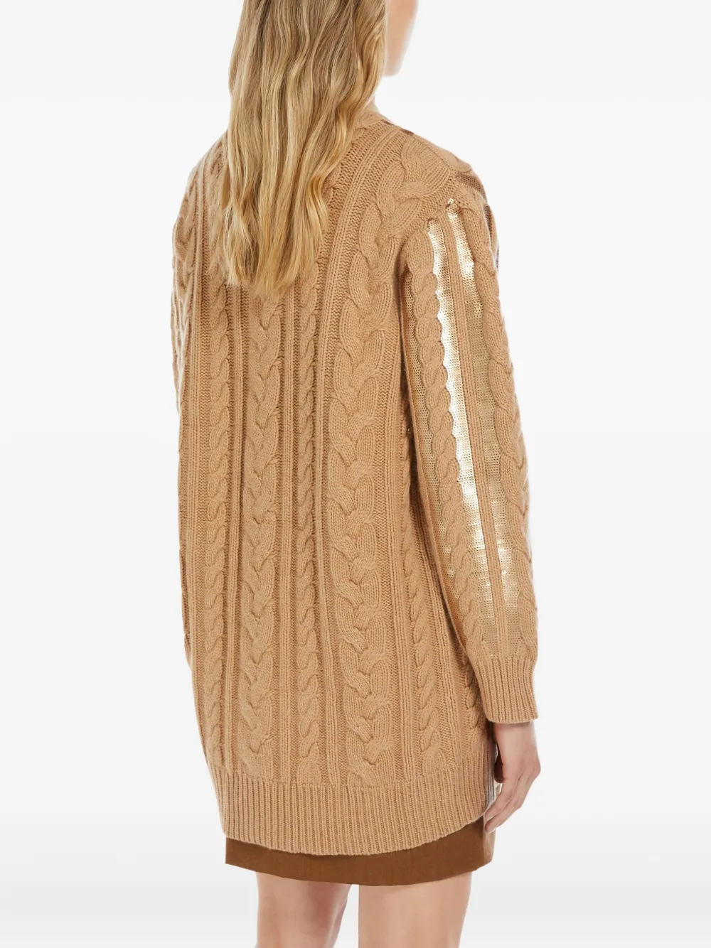 Max Mara sequin-embellished cable-knit cardigan Bruin