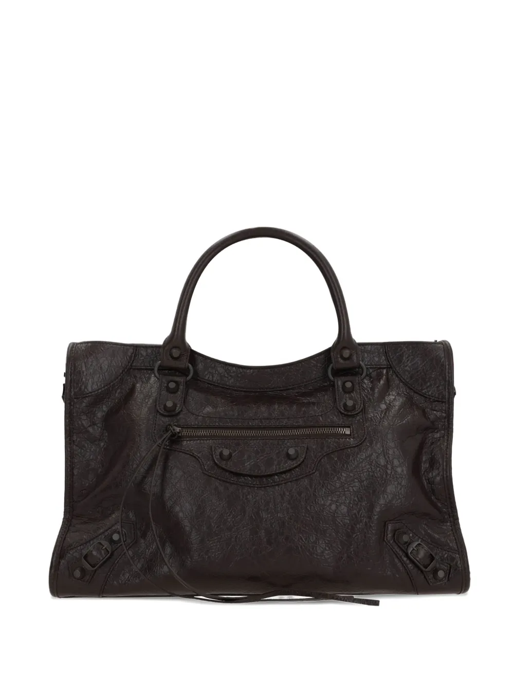Balenciaga Le City leren shopper verfraaid met studs Bruin