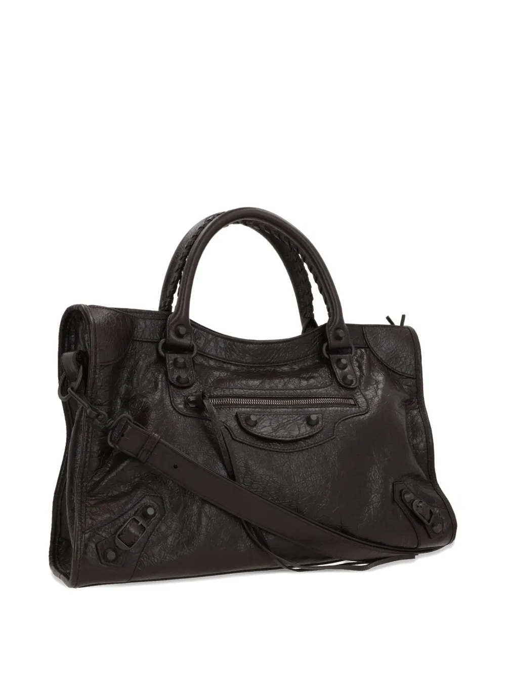 Balenciaga Le City leren shopper verfraaid met studs Bruin