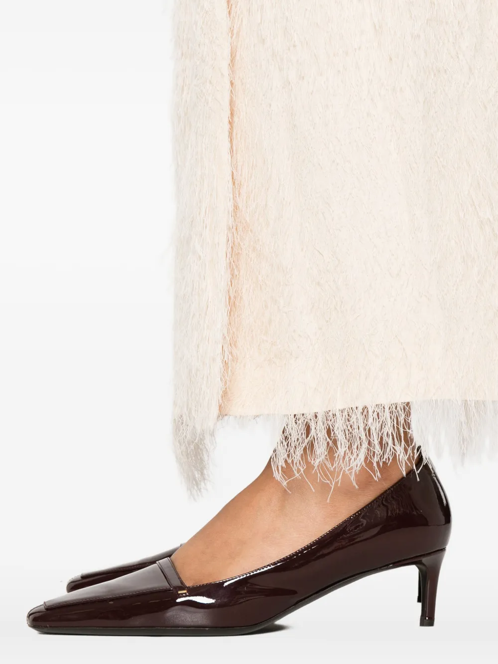KHAITE frayed silk skirt Beige