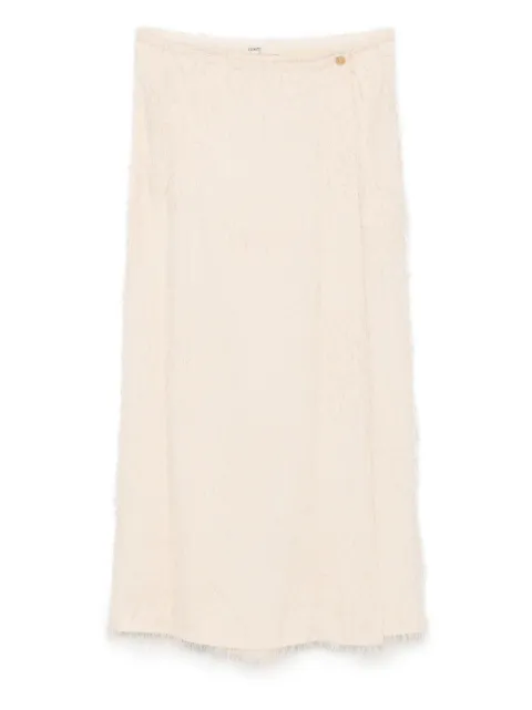 KHAITE frayed silk skirt