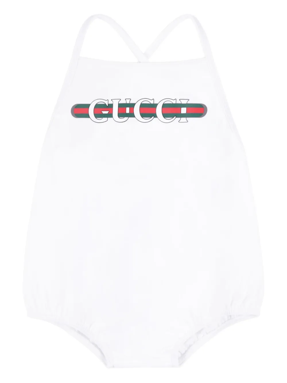 Gucci Kids logo-print ruffled swimsuit Wit
